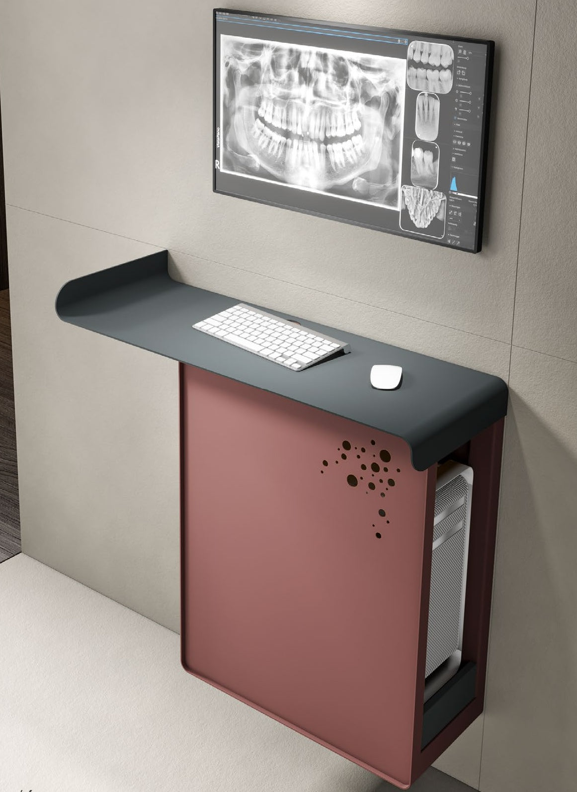 Wall Computer Cabinet red