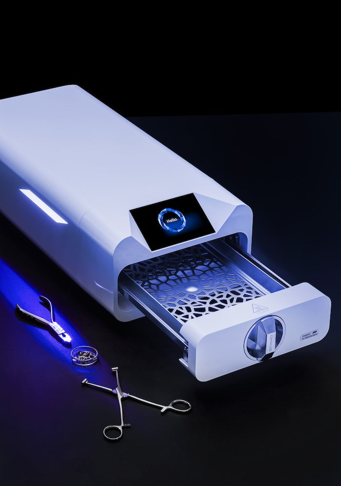 Enbio autoclave front view with purple light