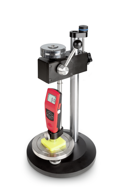Plastic hardness tester stand with gauge